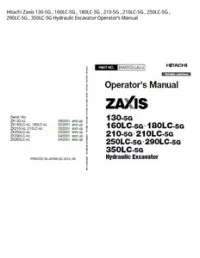 Hitachi Zaxis 130-5G   160LC-5G   180LC-5G   210-5G   210LC-5G   250LC-5G   290LC-5G   350LC-5G Hydraulic Excavator Operator’s Manual preview