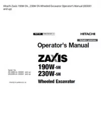 Hitachi Zaxis 190W-5N   230W-5N Wheeled Excavator Operator’s Manual (003001 and up) preview