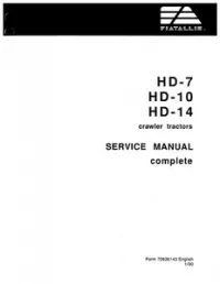 Fiat-Allis HD-7/HD-10/HD-14 Crawler Tractors Service Repair Manual preview