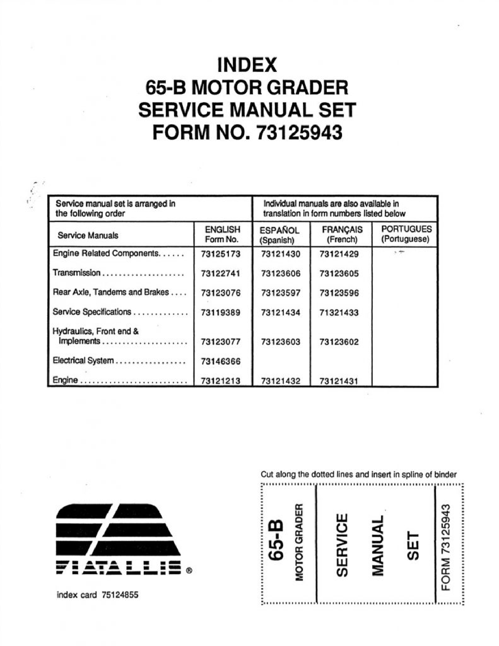 Fiat-Allis 65-B Motor Grader manual