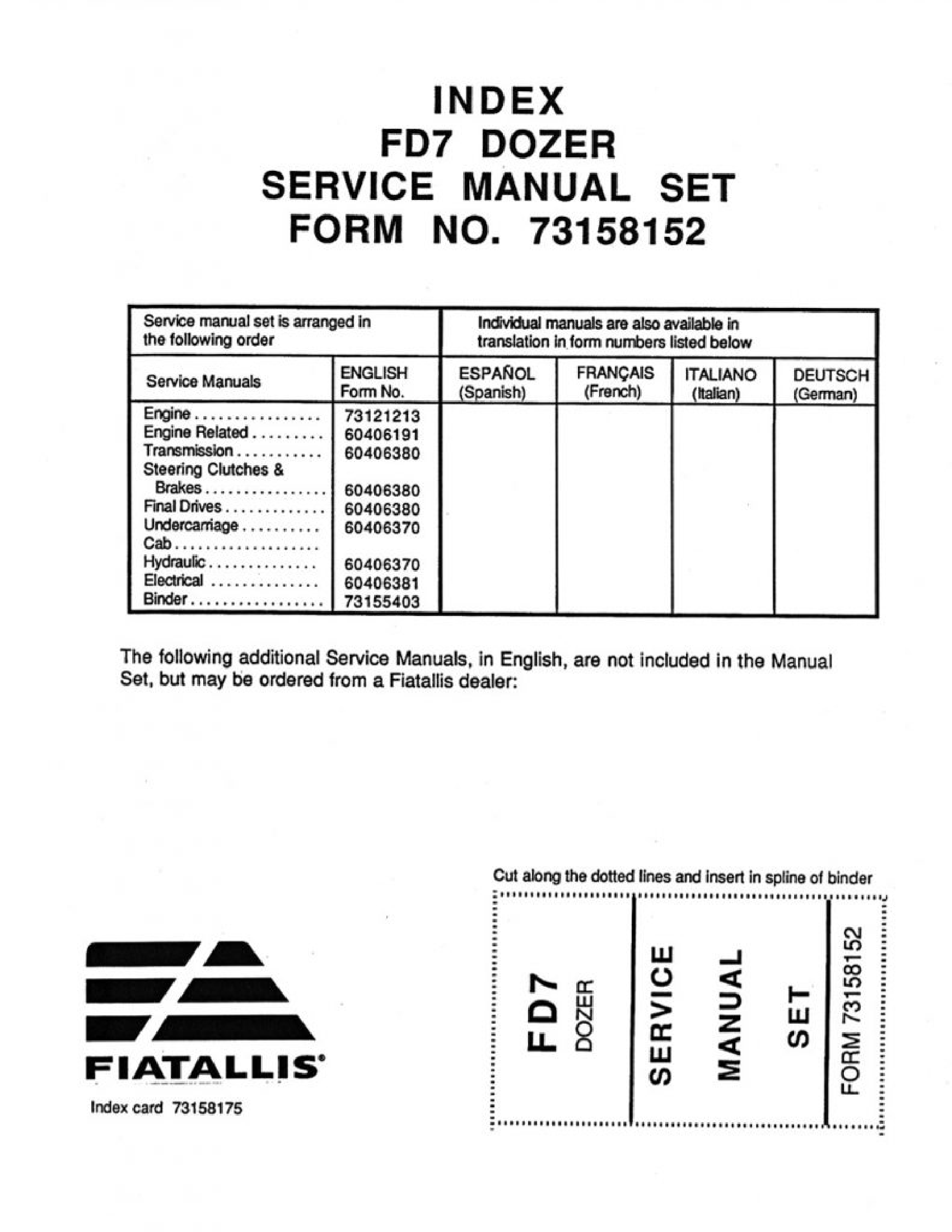 Fiat-Allis FD7 Dozer manual