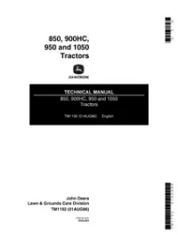John Deere 850 900HC 950 1050 Tractors Technical Repair Service Manual - TM1192 preview