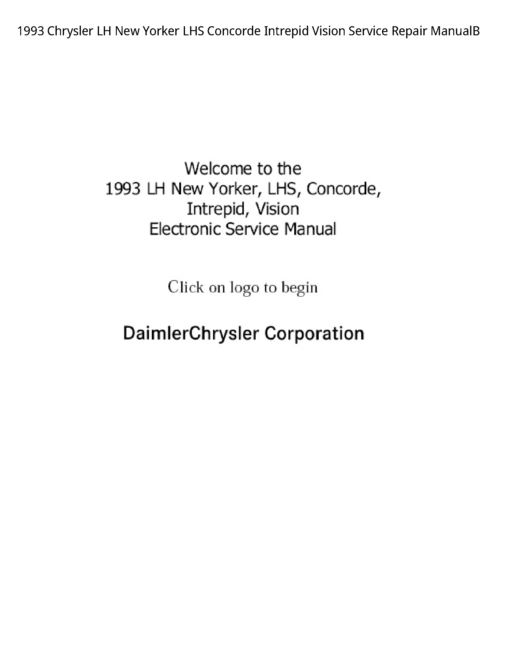 Chrysler LH New Yorker LHS Concorde Intrepid Vision manual