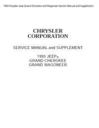 1993 Chrysler Jeep Grand Cherokee and Wagoneer Service Manual and Supplement preview
