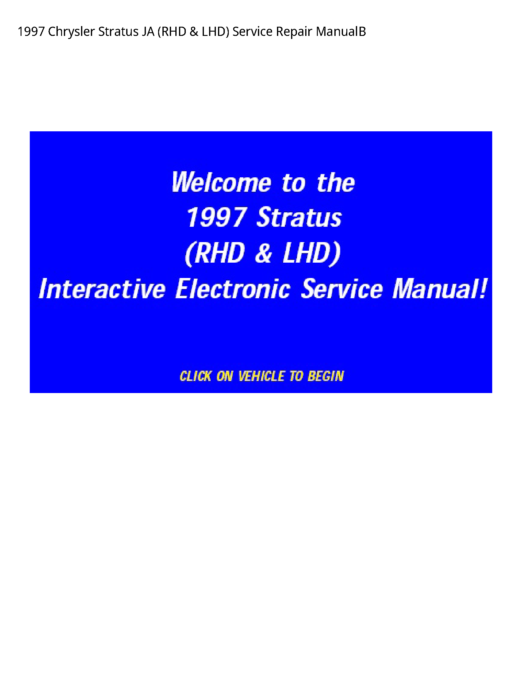 Chrysler Stratus JA (RHD LHD) manual