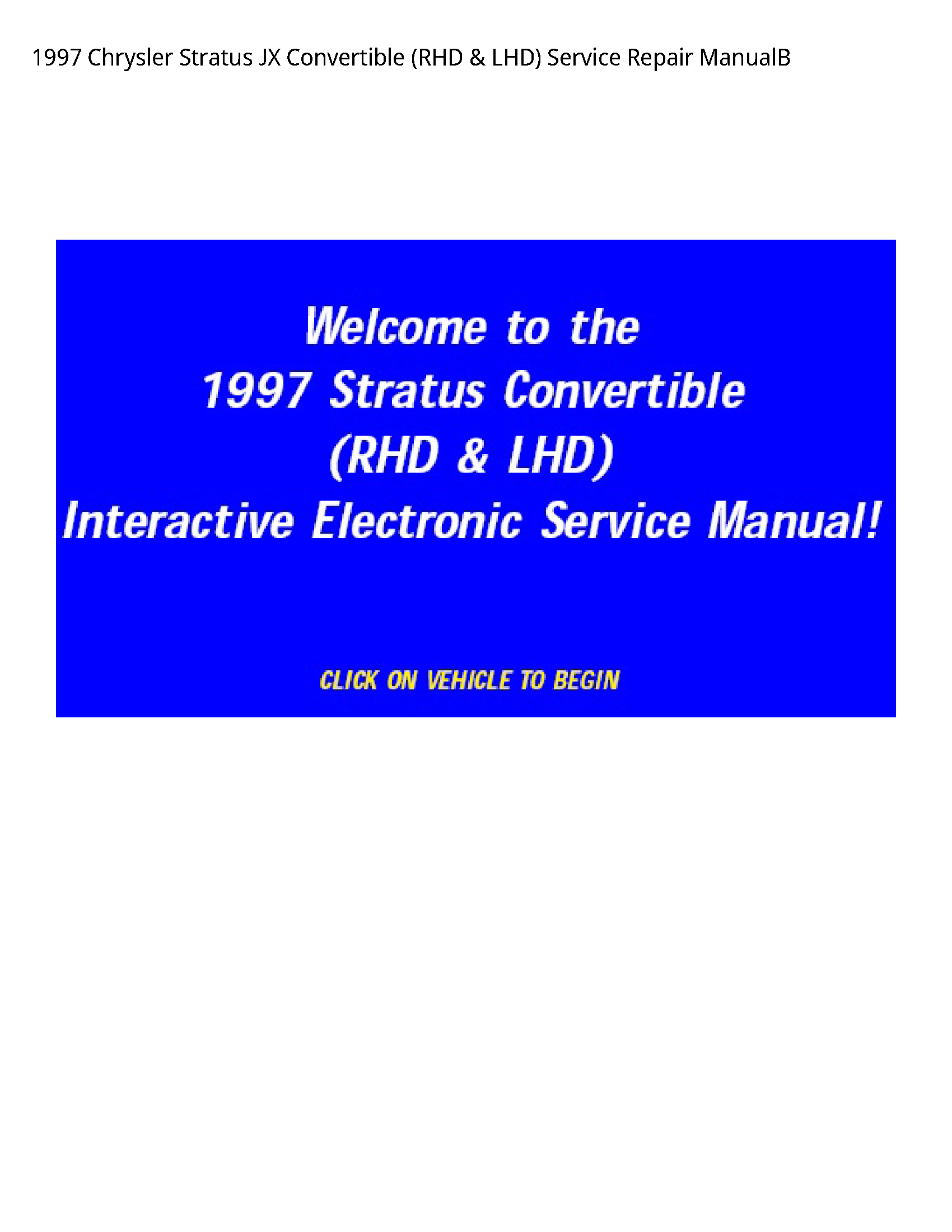 Chrysler Stratus JX Convertible (RHD LHD) manual