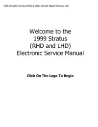 1998 Chrysler Stratus (RHD & LHD) Service Repair Manual (JA) preview