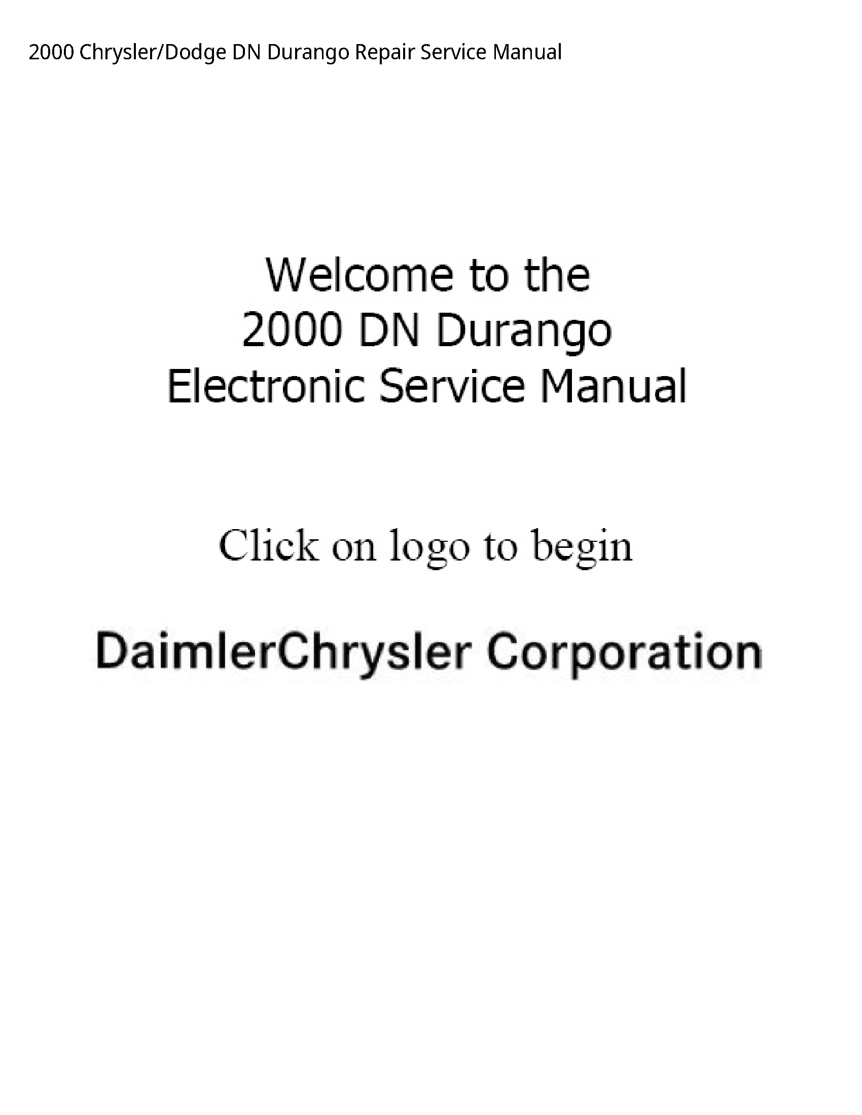 Chrysler /Dodge DN Durango Repair Service manual