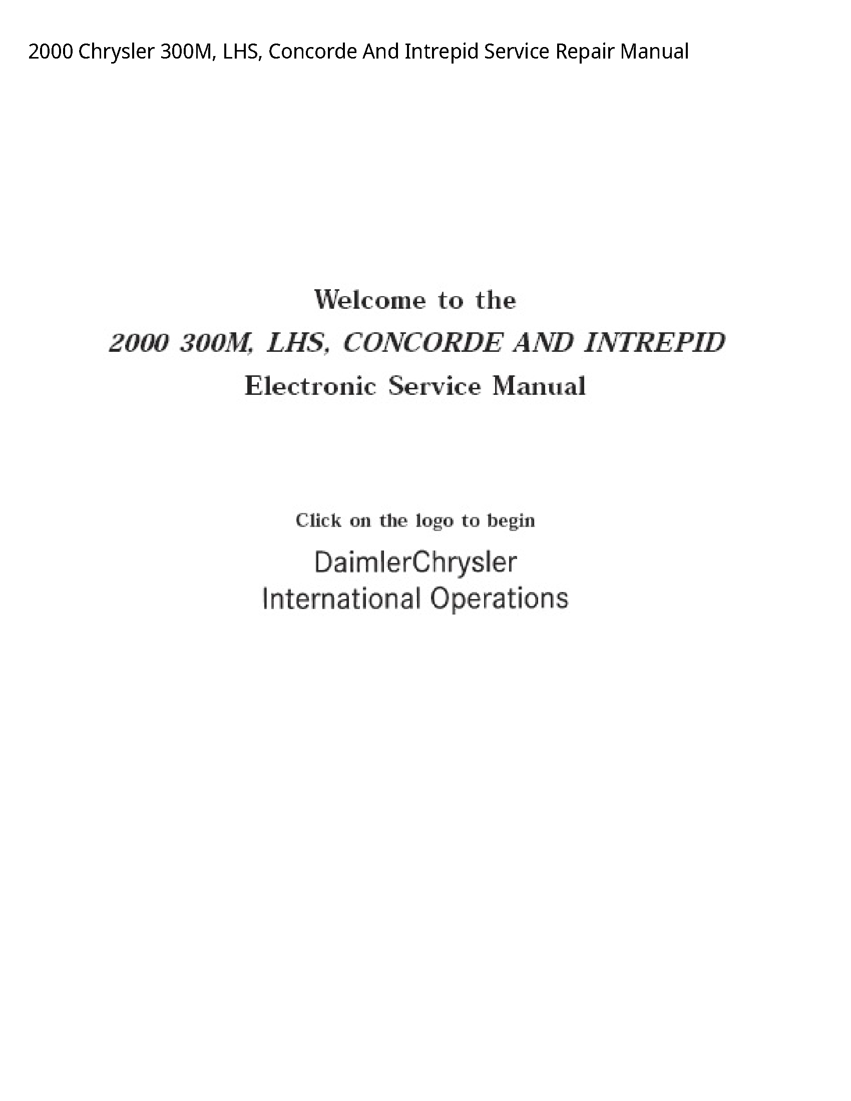 Chrysler 300M LHS manual