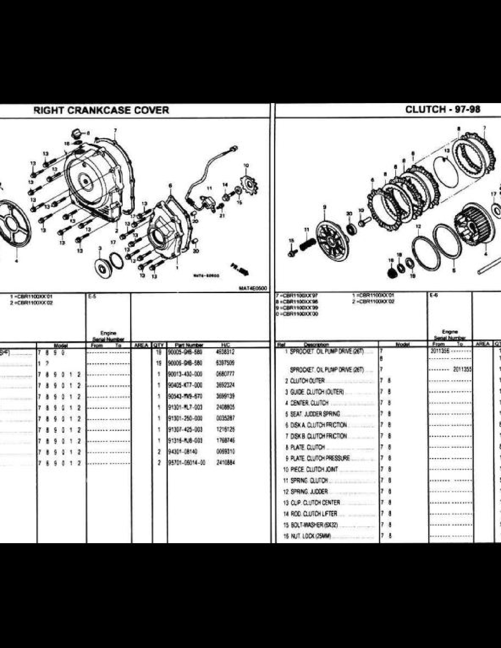 Honda CBR1100XX Motocycle Parts manual
