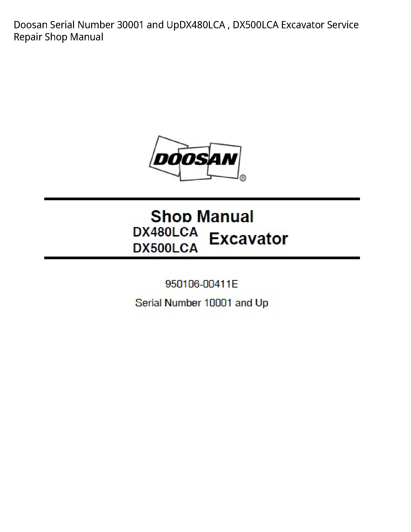 Doosan 30001 Serial Number  Excavator manual