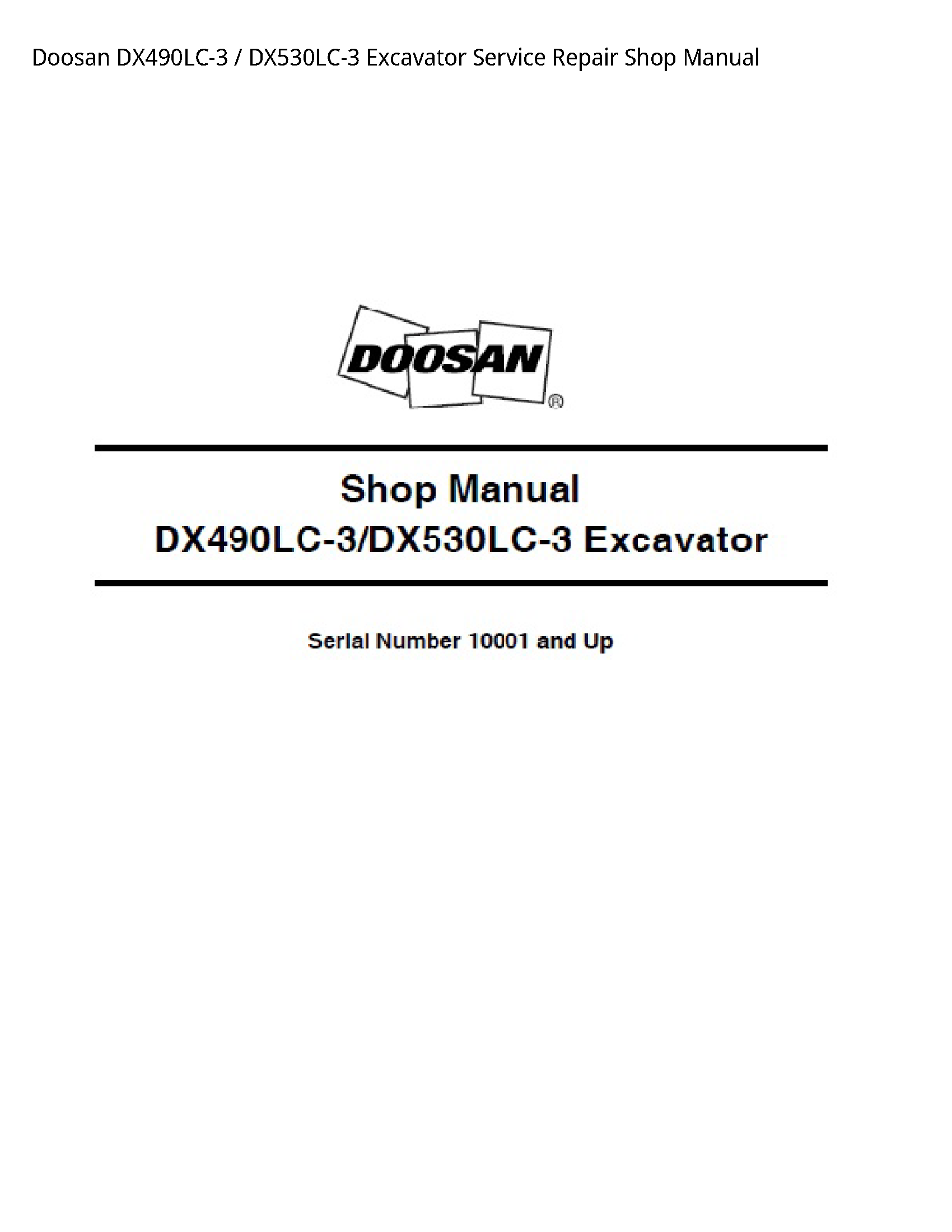 Doosan DX490LC-3 Excavator manual
