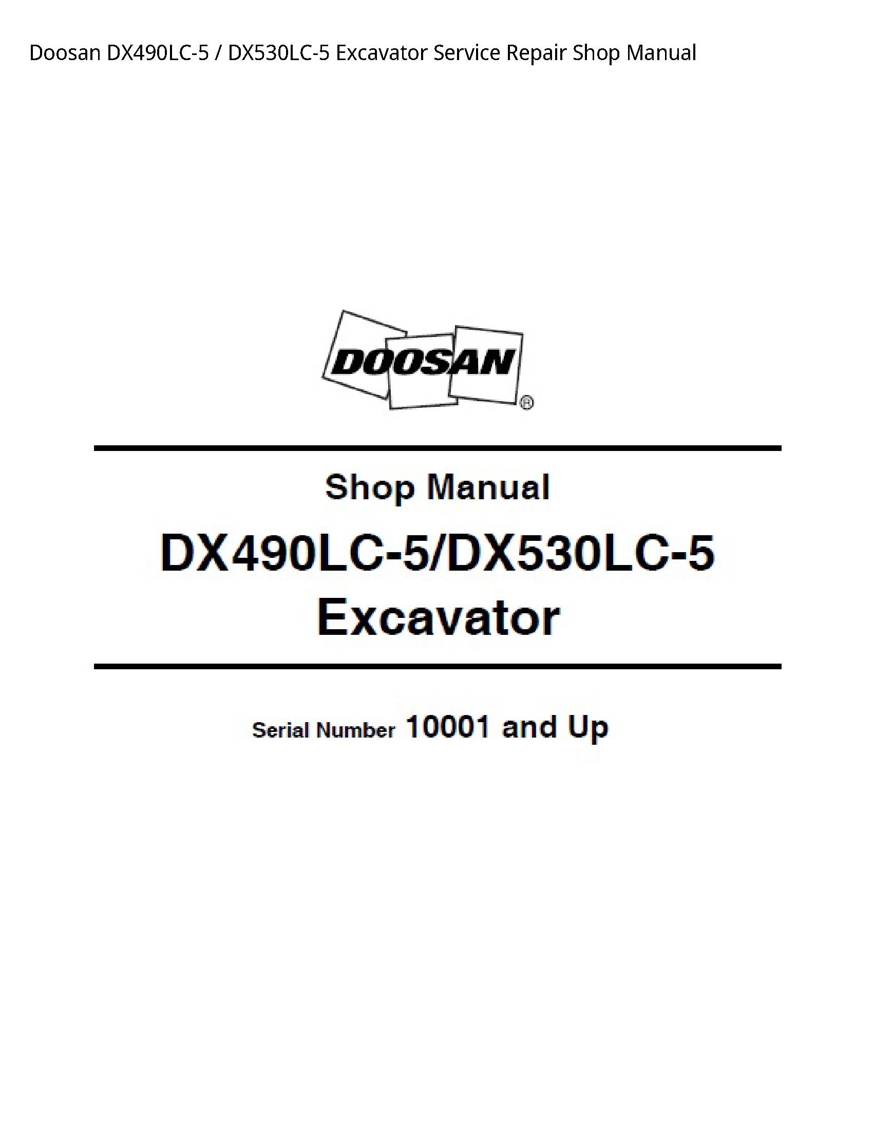 Doosan DX490LC-5 Excavator manual