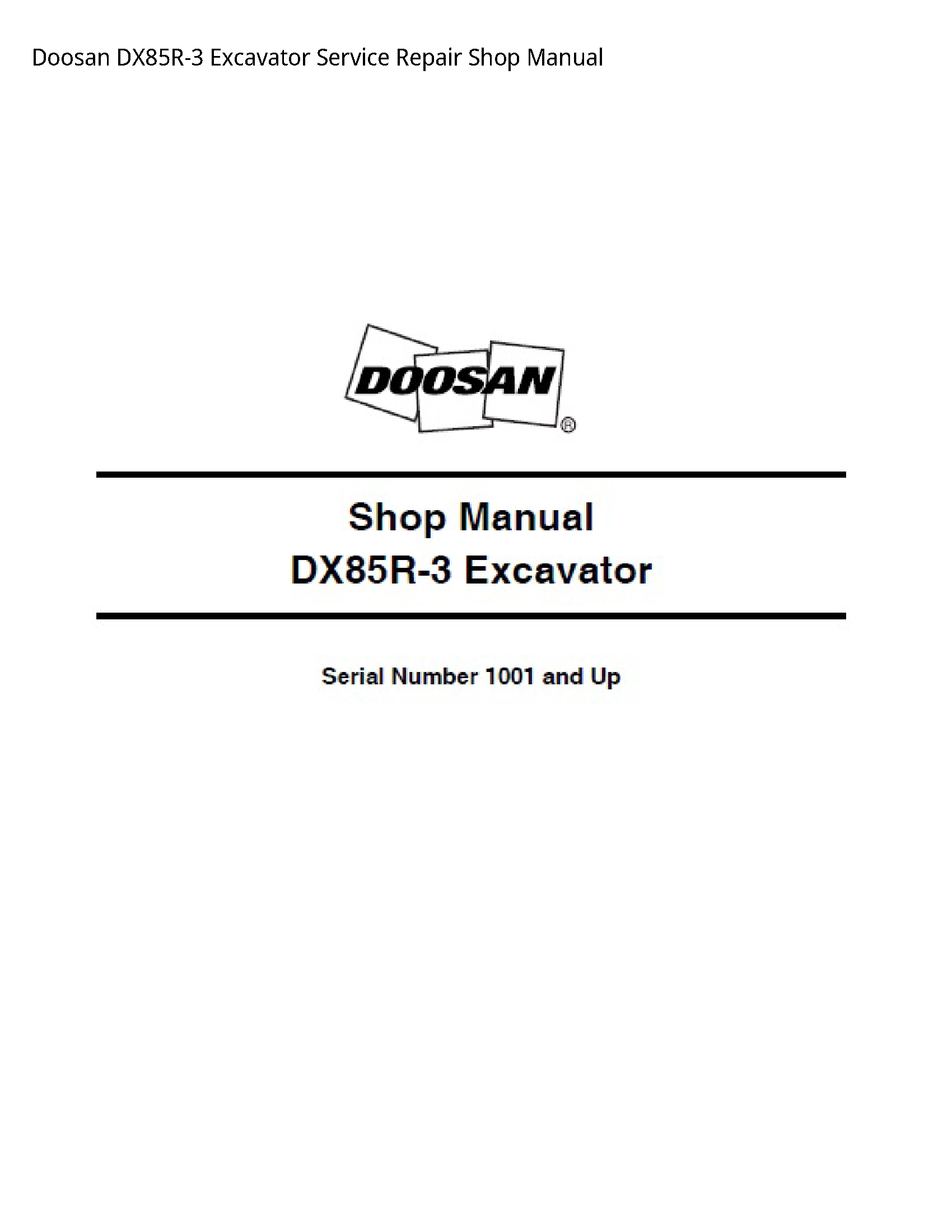 Doosan DX85R-3 Excavator manual