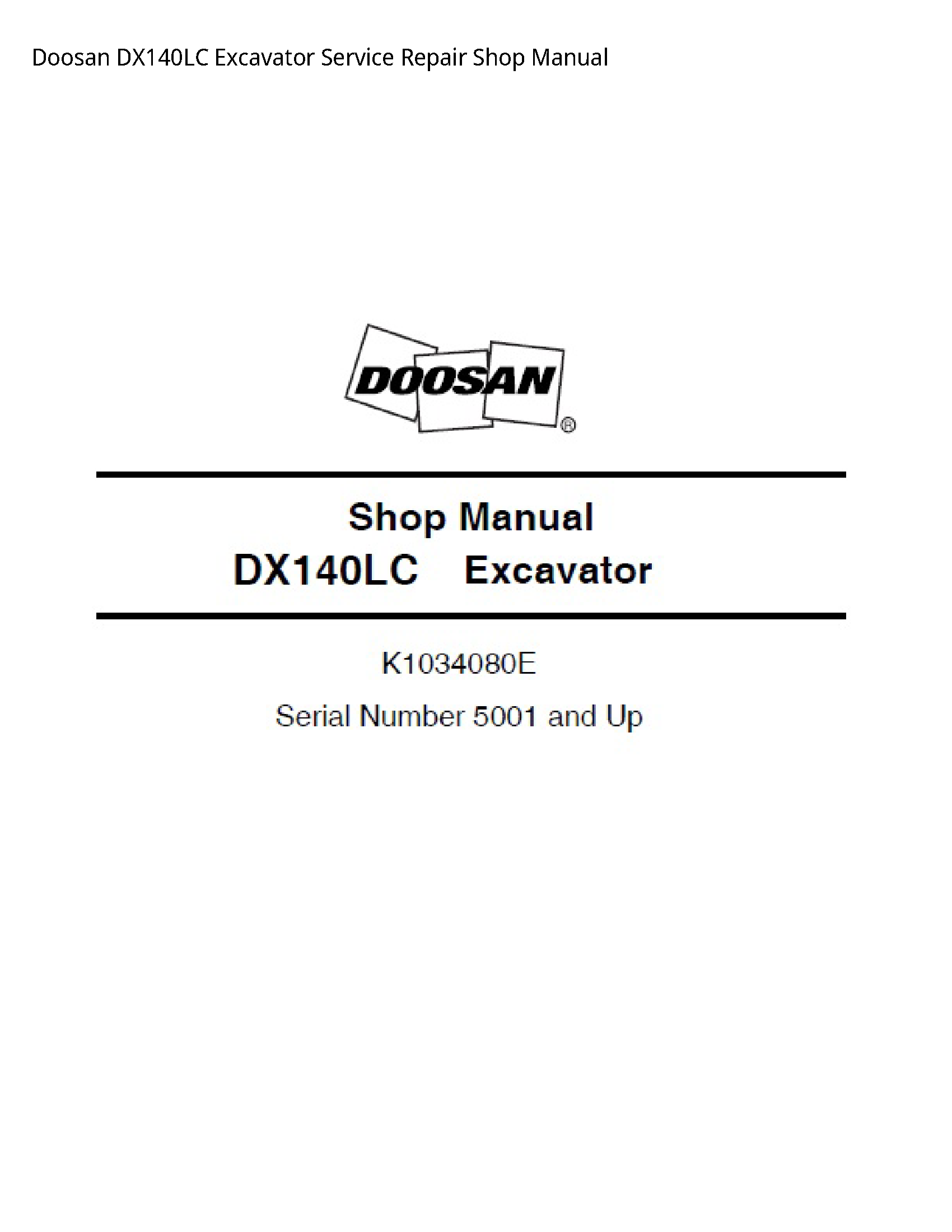 Doosan DX140LC Excavator manual