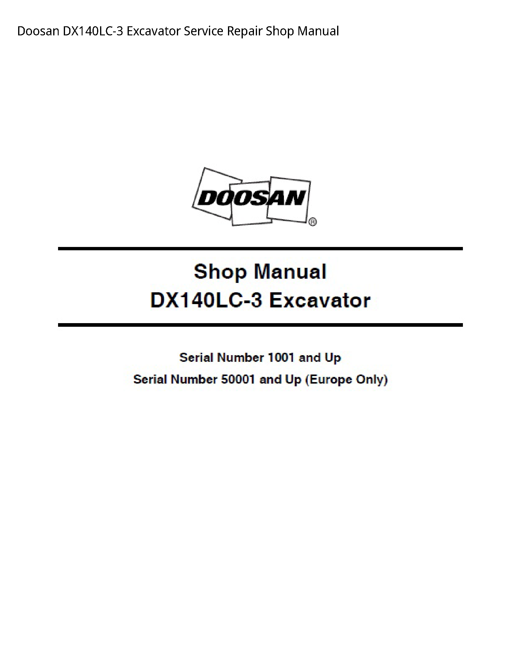 Doosan DX140LC-3 Excavator manual