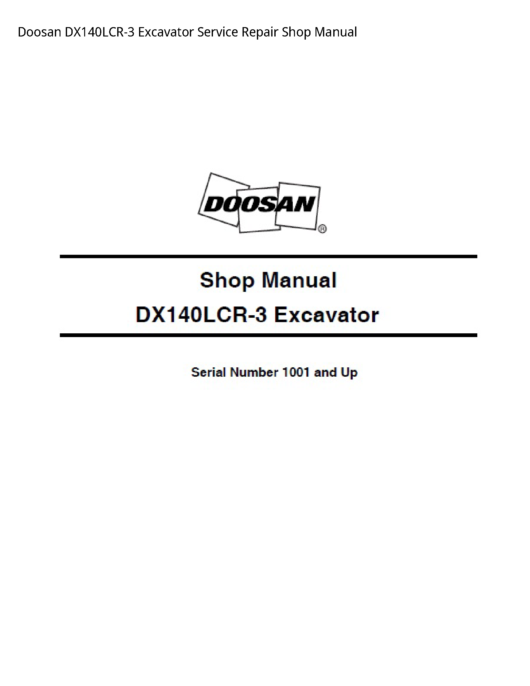 Doosan DX140LCR-3 Excavator manual