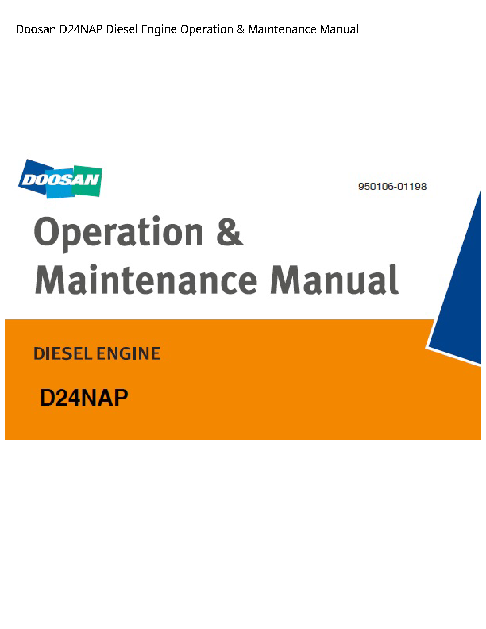 Doosan D24NAP Diesel Engine Operation Maintenance manual