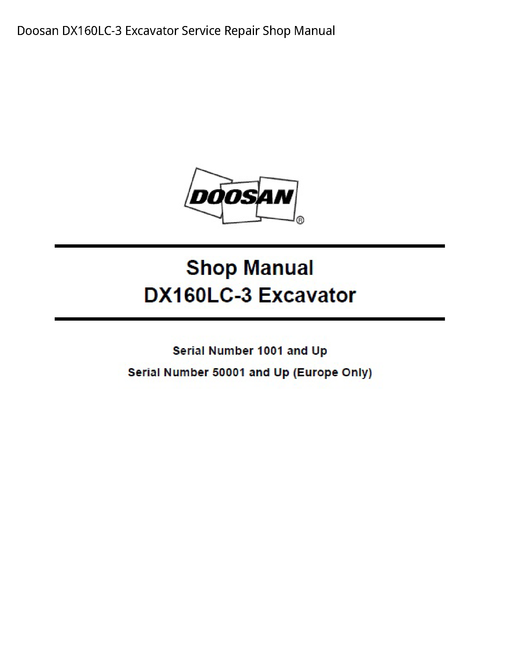 Doosan DX160LC-3 Excavator manual