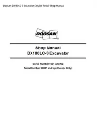 Doosan DX180LC-3 Excavator Service Repair Shop Manual preview