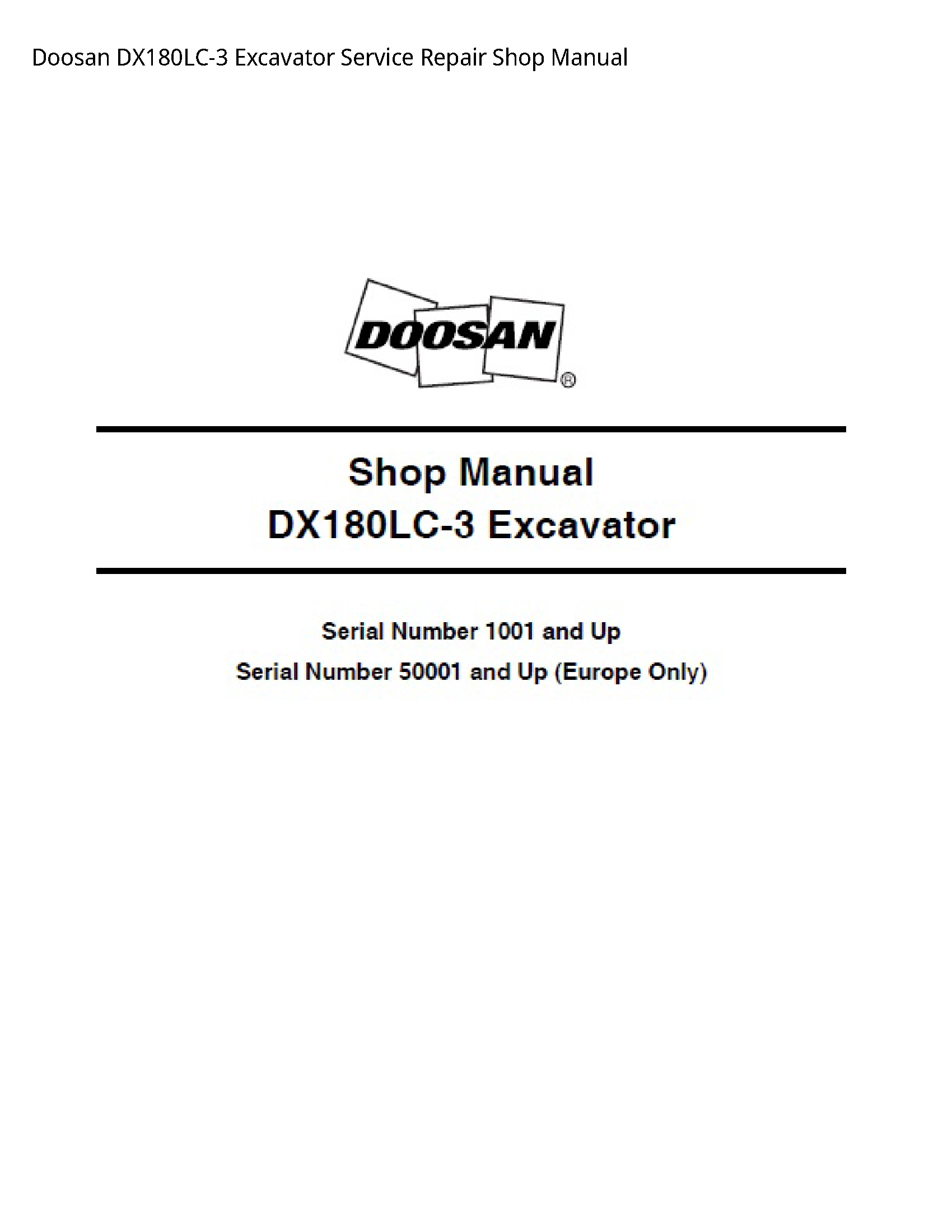 Doosan DX180LC-3 Excavator manual