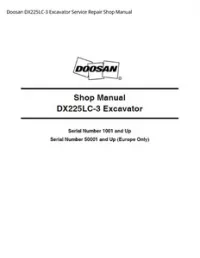 Doosan DX225LC-3 Excavator Service Repair Shop Manual preview