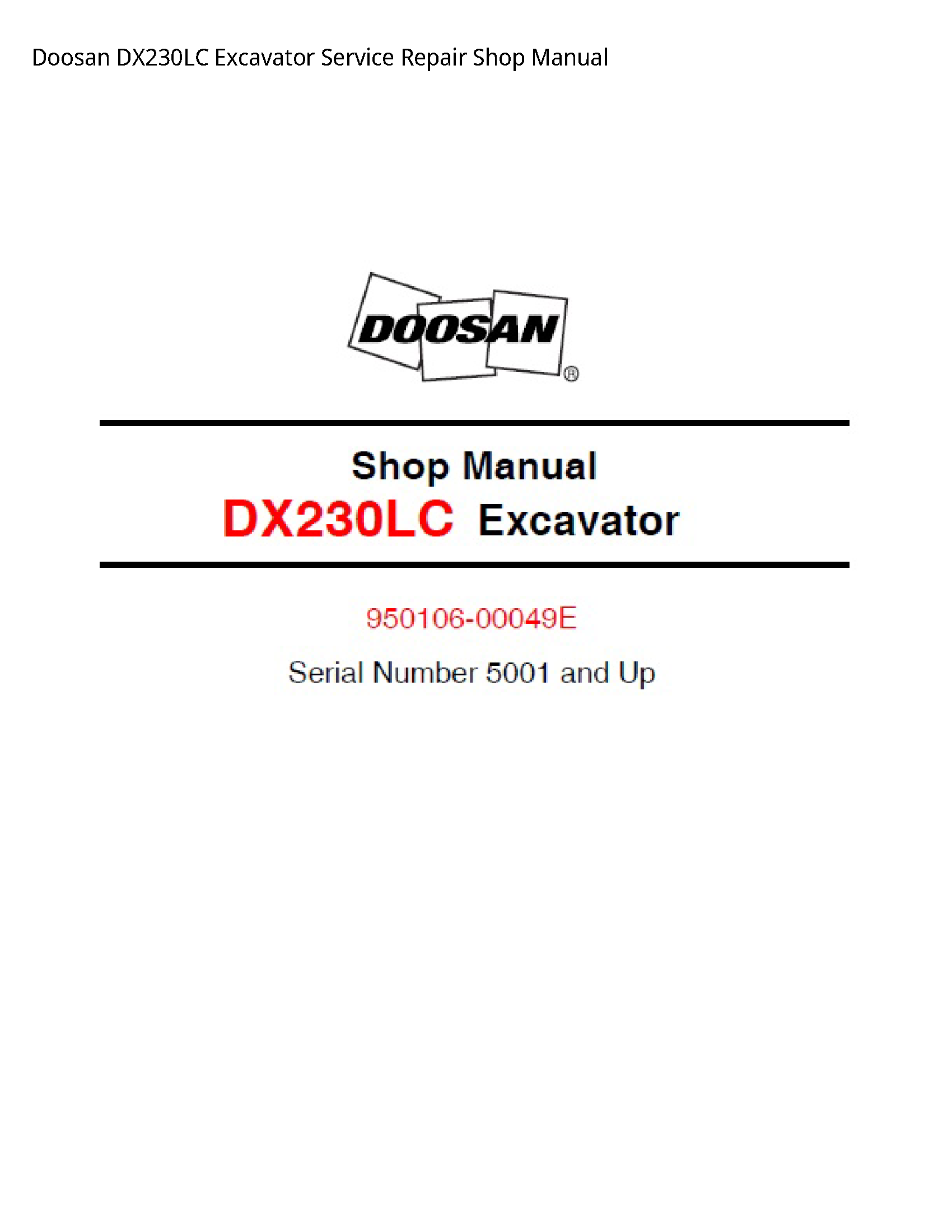 Doosan DX230LC Excavator manual