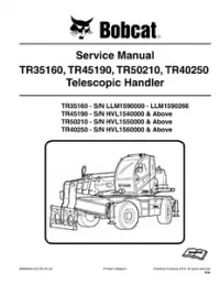 2010 Bobcat TR35160 TR45190 TR50210 TR40250 Telescopic Handler Service Repair Workshop Manual preview