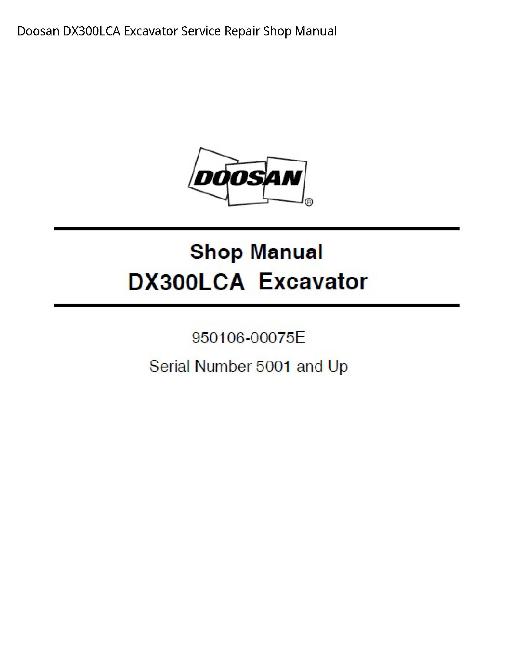 Doosan DX300LCA Excavator manual