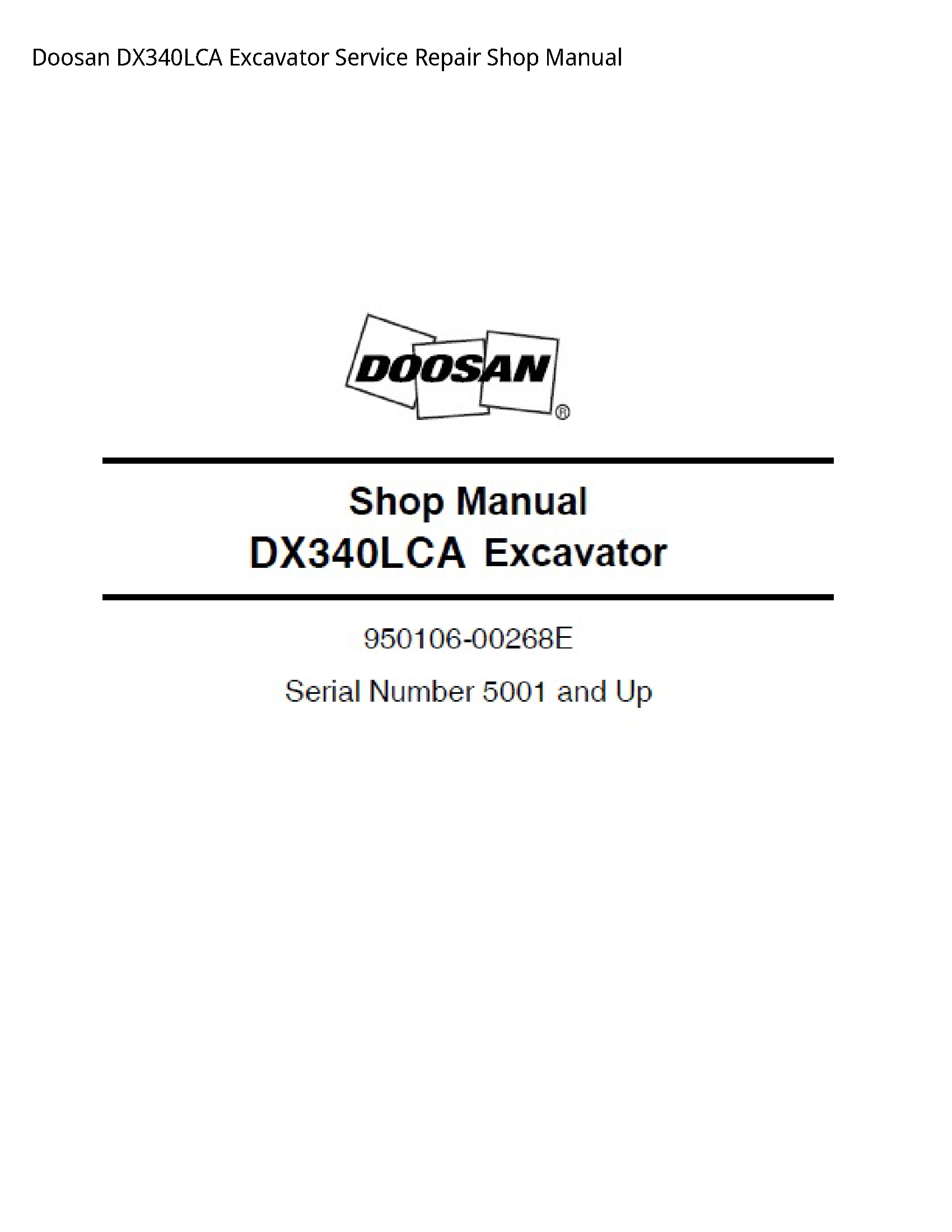 Doosan DX340LCA Excavator manual