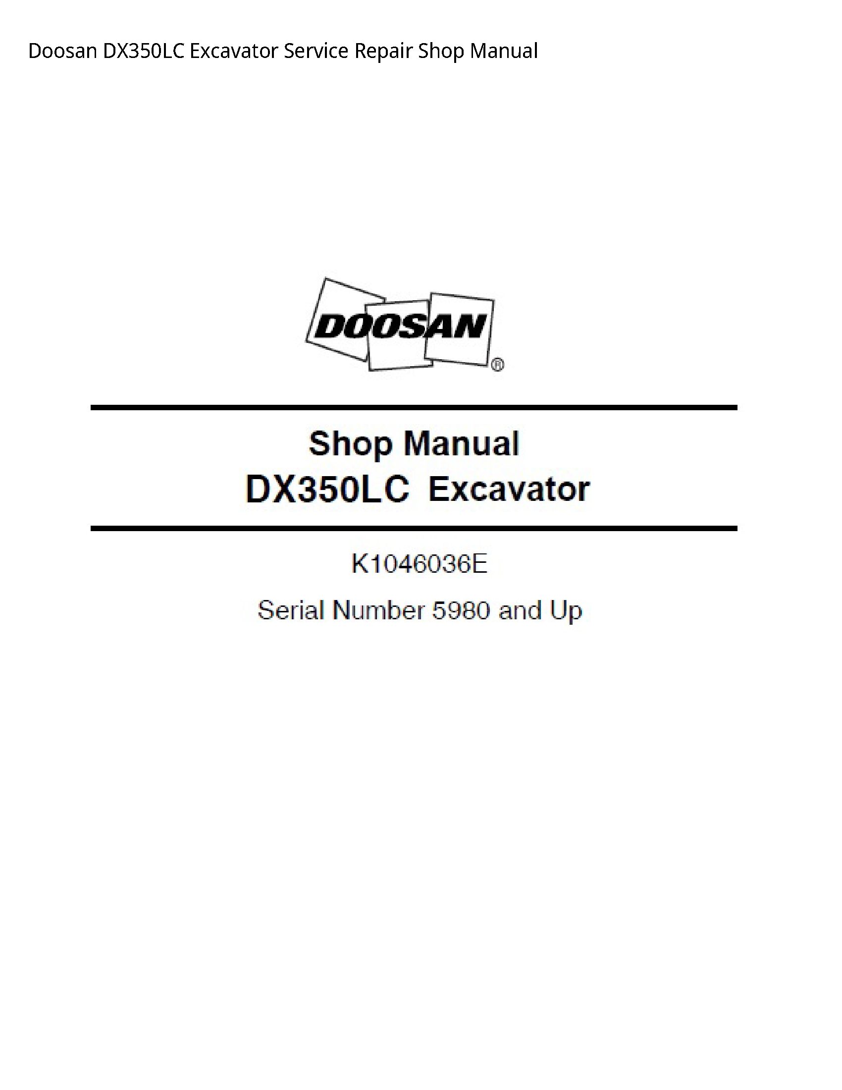 Doosan DX350LC Excavator manual