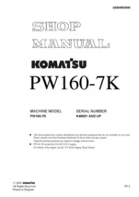 Komatsu PW160-7K Hydraulic Excavator Service Repair Manual (SN: K40001 and up) preview