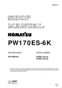 Komatsu PW170ES-6K Hydraulic Excavator Service Repair Manual (SN: K32001 and up   K34001 and up) preview