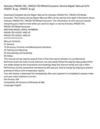 Komatsu PW200-7E0   PW220-7E0 Wheel Excavator Service Repair Manual (S/N: H50051 & up   H50051 & up) preview
