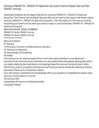 Komatsu PW200-7H   PW220-7H Hydraulic Excavator Service Repair Manual (SN: H50051 and up) preview