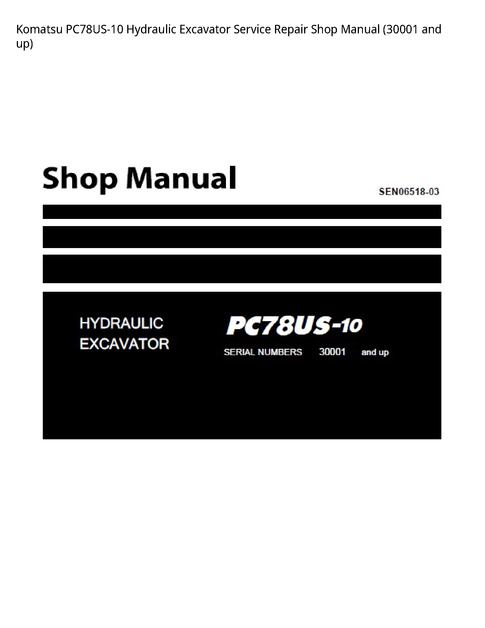 KOMATSU PC78US-10 Hydraulic Excavator manual