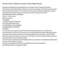 Komatsu PC03-2 Hydraulic Excavator Service Repair Manual preview