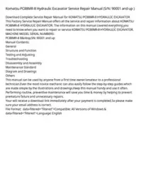 Komatsu PC88MR-8 Hydraulic Excavator Service Repair Manual (S/N: 90001 and up ) preview