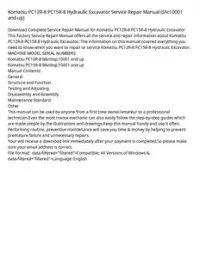 Komatsu PC12R-8 PC15R-8 Hydraulic Excavator Service Repair Manual (SN:10001 and up) preview