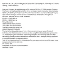 Komatsu PC12R-8  PC15R-8 Hydraulic Excavator Service Repair Manual (S/N: F30001 and up  F20001 and up) preview