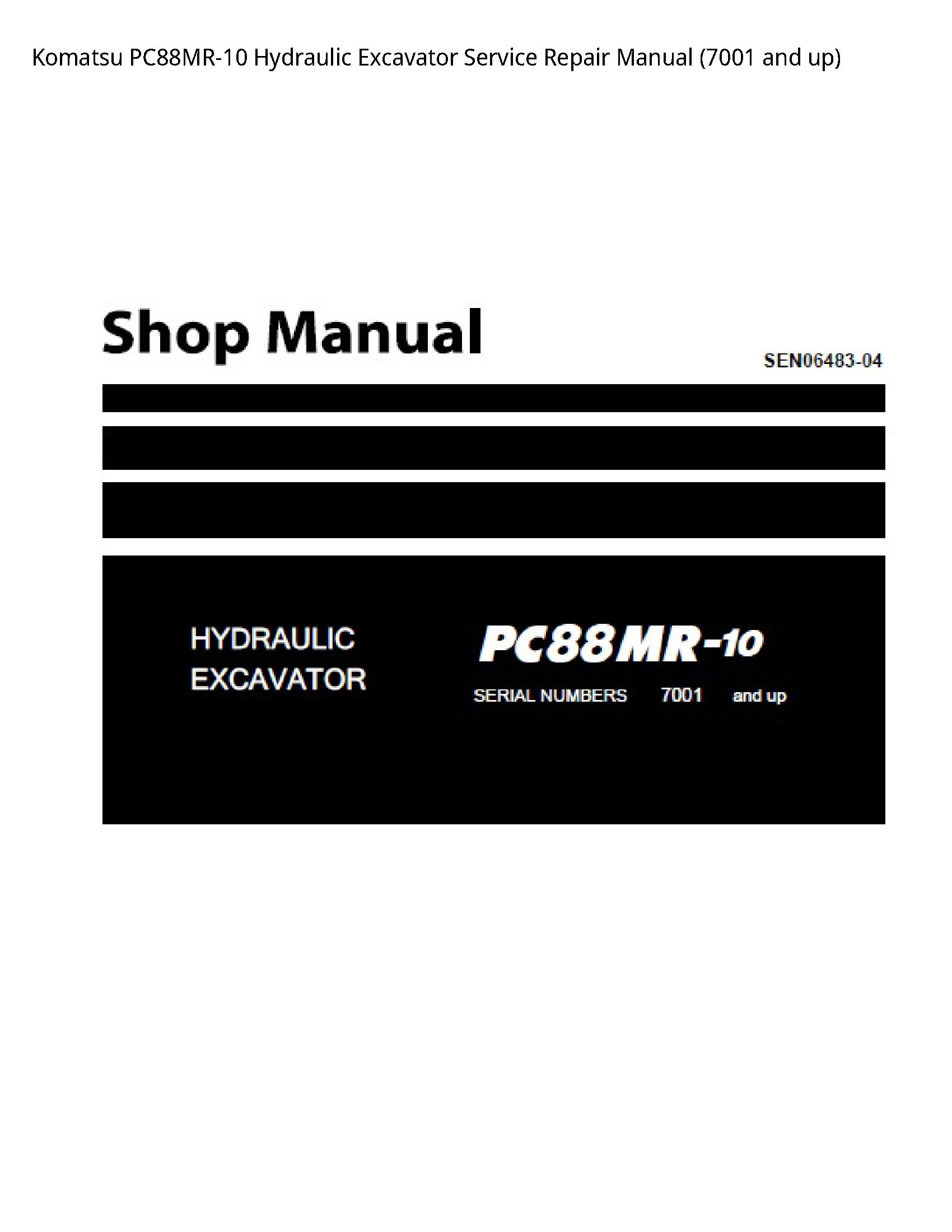 KOMATSU PC88MR-10 Hydraulic Excavator manual