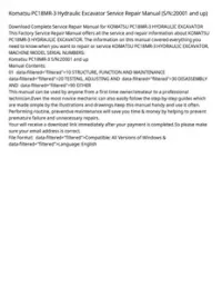 Komatsu PC18MR-3 Hydraulic Excavator Service Repair Manual (S/N:20001 and up) preview