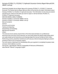 Komatsu PC200LC-7L  PC220LC-7L Hydraulic Excavator Service Repair Manual (S/N: A86001 and up) preview