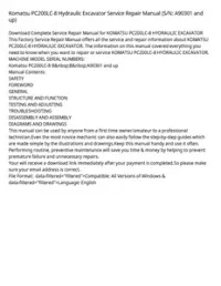 Komatsu PC200LC-8 Hydraulic Excavator Service Repair Manual (S/N: A90301 and up) preview