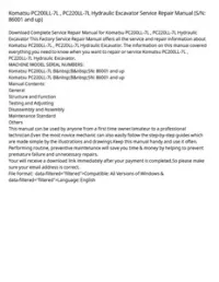Komatsu PC200LL-7L   PC220LL-7L Hydraulic Excavator Service Repair Manual (S/N: 86001 and up) preview