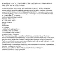 KOMATSU PC100-6  PC120-6 HYDRAULIC EXCAVATOR SERVICE REPAIR MANUAL (S/N: 40001 and up   45001 and up) preview