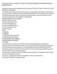Komatsu PC100-6  PC120-6  PC120LC-6  PC130-6 HYDRAULIC EXCAVATOR Service Repair Manual preview