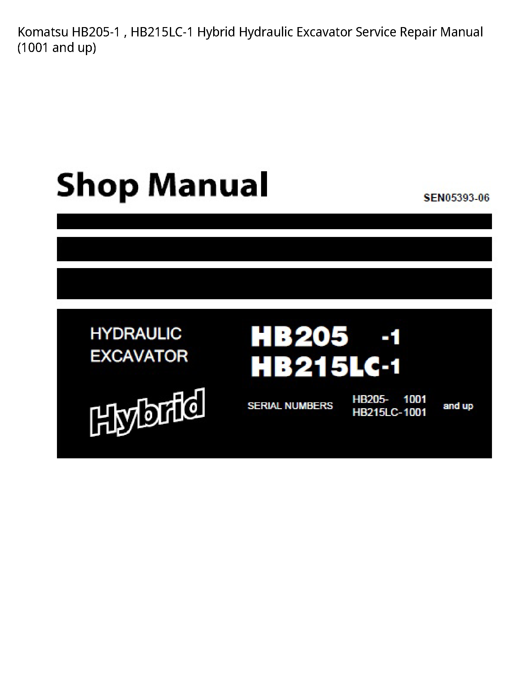 KOMATSU HB205-1 Hybrid Hydraulic Excavator manual