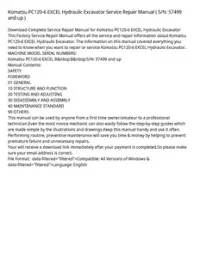 Komatsu PC120-6 EXCEL Hydraulic Excavator Service Repair Manual ( S/N: 57499 and up ) preview