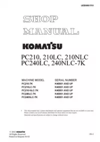 Komatsu PC210-7K  PC210LC-7K  PC210-NLC-7K  PC240LC-7K  PC240NLC-7K Excavator Service Repair Manual (S/N: K40001 and up) preview